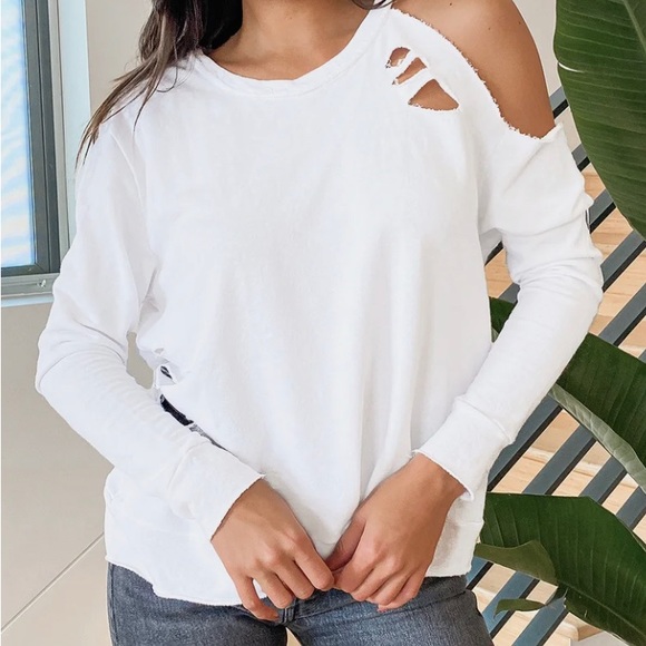 LA made | Tops | La Made Distressed Crewneck Sweatshirt | Poshmark